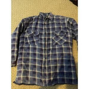 Sierra Pacific Quilted Flannel Shirt Men’s M Blue Plaid Long Sleeve Workwear